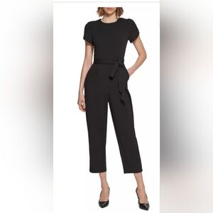 NWT Calvin Klein Black Tie-Waist Jumpsuit